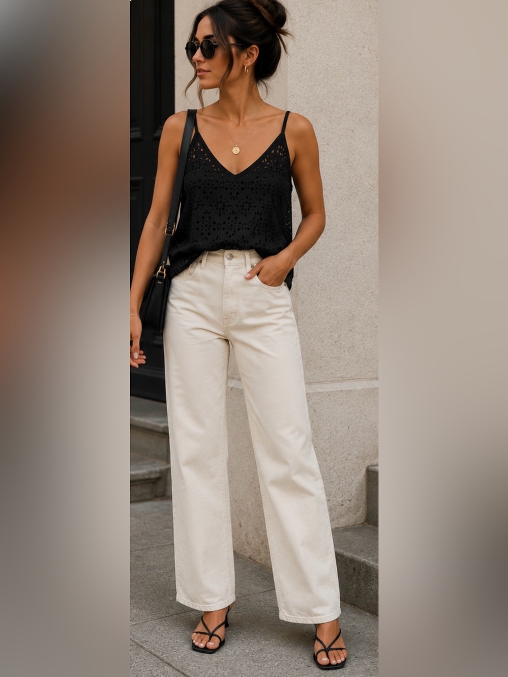 Laser Cut Eyelet Top